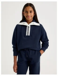 Tilii 1/4 Zip Sweat Top in Navy