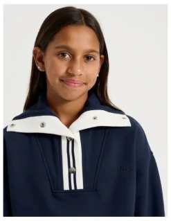 Tilii 1/4 Zip Sweat Top in Navy