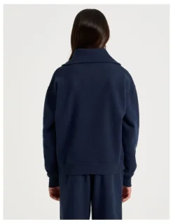 Tilii 1/4 Zip Sweat Top in Navy