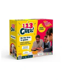 TOMY 1,2,3 Guess Tabletop Family/Party Guessing Game With 1000 Clues Toy 6 Years+