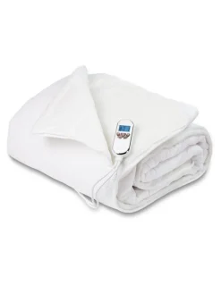 Tontine Cotton Heated Topper With Removeable Comfort Layer in White