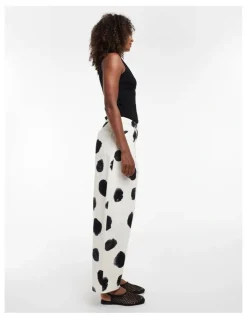 TOPSHOP Yara Dot Barrel Trousers in Ecru