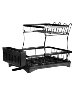 Toque Detachable Dish Drying Rack 2 Tier in Black