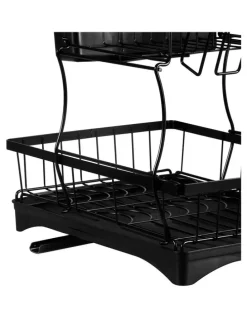Toque Detachable Dish Drying Rack 2 Tier in Black