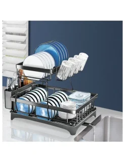 Toque Detachable Dish Drying Rack 2 Tier in Black