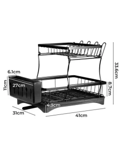 Toque Detachable Dish Drying Rack 2 Tier in Black