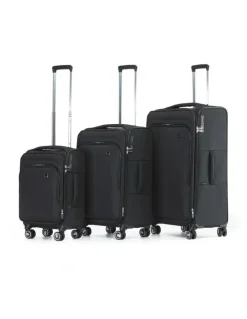 Tosca Grange 3 Piece Soft Suitcase Set in Black