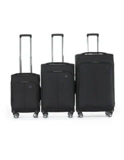 Tosca Grange 3 Piece Soft Suitcase Set in Black