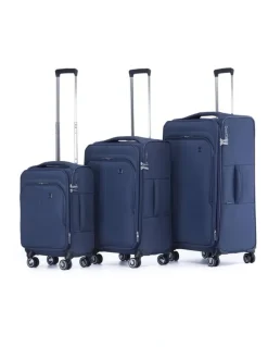 Tosca Grange 3 Piece Soft Suitcase Set in Indigo Blue