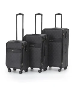 Tosca Willow PU Suitcase 3 Piece Set in Caviar