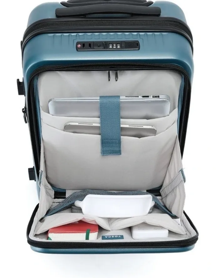 Tosca Zen 53cm Small Front Opening Hard Suitcase Carry On in Slate