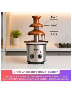 Total Chef Stainless Steel 3 Tier Chocolate Fondue Fountain 680g