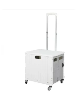 Traderight Portable Rolling Shopping Trolley Cart in White/Grey