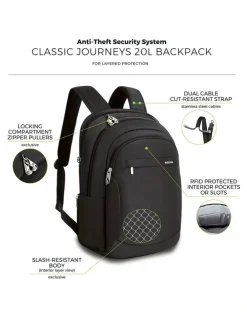 Travelon Classic Anti-Theft 15.6 Laptop & Tablet 20L Backpack in Black