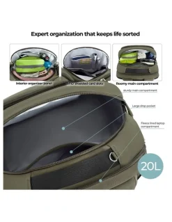 Travelon Classic Anti-Theft 15.6 Laptop & Tablet 20L Backpack in Olive
