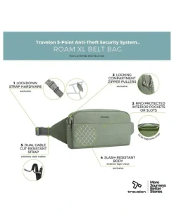 Travelon Roam Anti-Theft XL Belt Bag in Moss