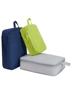 Travelon Set of 3 Compression Packing Cubes in Cool Tones