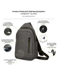 Travelon Urban Anti-Theft Tablet Sling Bag in Slate