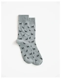 Trenery Black Cat Sock in Sage Green