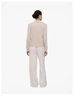 Trenery Cotton Cashmere Pointelle Cardigan in Clay