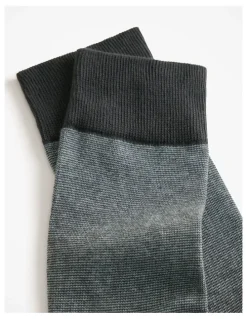Trenery Fine Stripe Sock in Dark Olive