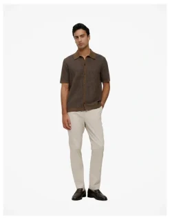 Trenery Jacquard Geo Knit Shirt in Cocoa