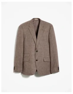 Trenery Linen Cotton Textured Blazer in Cocoa