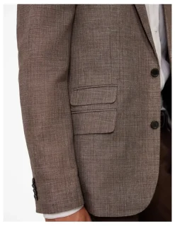 Trenery Linen Cotton Textured Blazer in Cocoa