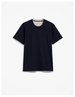 Trenery Mercerised Cotton Layered T-shirt in Navy
