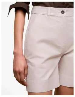 Trenery Yarn Dyed Stretch Cotton Tailored Short in Flax