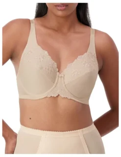 Triumph Embroidered Minimizer Underwire Bra 10000085 in Fawn