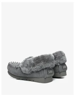 UGG Australian Shepherd Popo Cow Suede Moccasin Shoe in Grey
