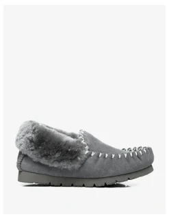 UGG Australian Shepherd Popo Cow Suede Moccasin Shoe in Grey