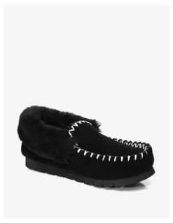 UGG Australian Shepherd Popo Cow Suede Moccasin Shoe in Black
