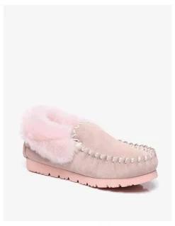 UGG Australian Shepherd Popo Cow Suede Moccasin Ankle Shoe in Pink