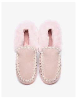 UGG Australian Shepherd Popo Cow Suede Moccasin Ankle Shoe in Pink