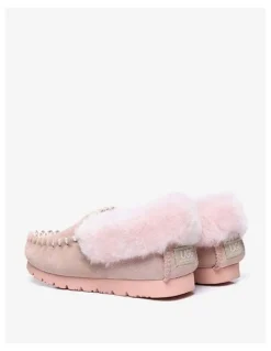 UGG Australian Shepherd Popo Cow Suede Moccasin Ankle Shoe in Pink