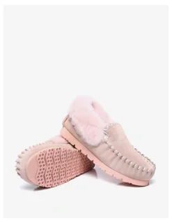 UGG Australian Shepherd Popo Cow Suede Moccasin Ankle Shoe in Pink