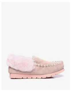 UGG Australian Shepherd Popo Cow Suede Moccasin Ankle Shoe in Pink