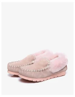 UGG Australian Shepherd Popo Cow Suede Moccasin Ankle Shoe in Pink