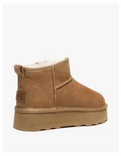 UGG Australian Shepherd Ronnie Thick Bottom Platform Boots in Chestnut