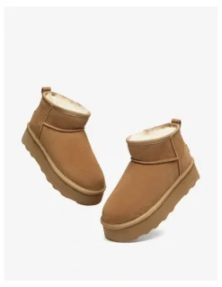 UGG Australian Shepherd Ronnie Thick Bottom Platform Boots in Chestnut