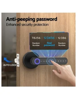 UL-Tech Fingerprint Door Lock Smart Handle in Black