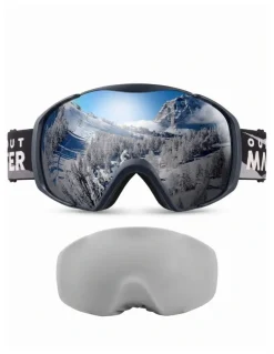 UNBRANDED OutdoorMaster Adult Youth OTG UV400 Anti-Fog Goggles for Ski Snowboard Black