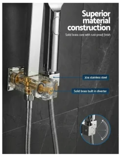 Unbranded 12 Rain Shower Head Set With 3-Mode Handheld in Chrome