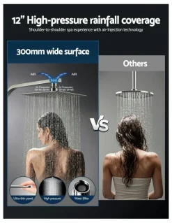 Unbranded 12 Rain Shower Head Set With 3-Mode Handheld in Chrome