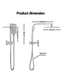 Unbranded 12 Rain Shower Head Set With 3-Mode Handheld in Chrome
