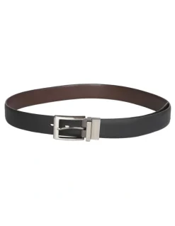 Van Heusen Leather Pin Buckle Saffiano Reversible Belt in Black/Brown