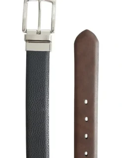 Van Heusen Reversible Pebbled Leather Belt in Brown