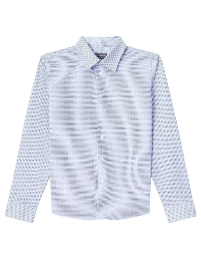 Van Heusen Youth Junior Fit Dot Print Shirt in Sky Blue
